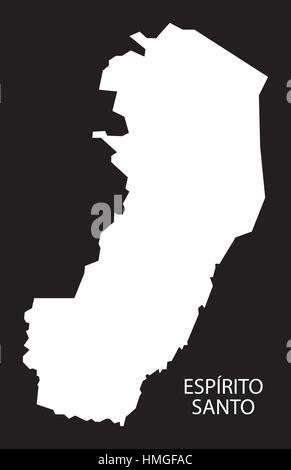 Espirito Santo Brazil Map black inverted silhouette Stock Vector