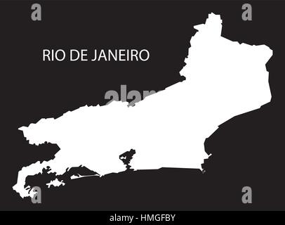Rio de Janeiro Brazil Map black inverted silhouette Stock Vector