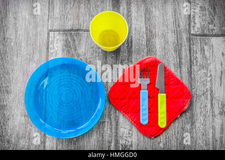 children cutlery silverware baby background colorful Stock Photo