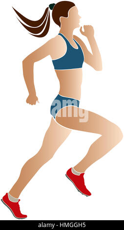 colored silhouette woman athlete runners in sports wear Stock Photo