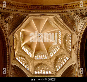 Octagonal ceiling of St.Mary Metropolitan Cathedral–Basilica of the Assumption of Our Lady of Valencia, Spain. Stock Photo