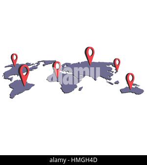 Isolated web application map with pins Vector Stock Vector Image & Art ...