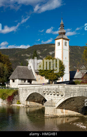 St John the Baptist Church on Lake Bohinj in Ribcev Laz, Upper Carniola, Slovenia Stock Photo