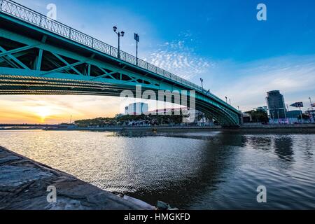 Sunrise on Calmette bridge. HO CHI MINH, VIET NAM, November 10 2015 Stock Photo