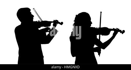 Male and female violinist Stock Vector