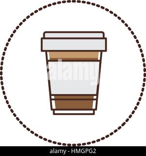 sticker circular shape with glass disposable of cappuccino with Skinny ...