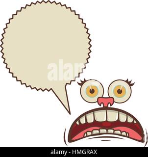 face cartoon gesture with dialogue scream callout vector illustration Stock Vector