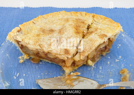 The remaining pieces of a home backed apple pie in the pie plate. USA. Stock Photo