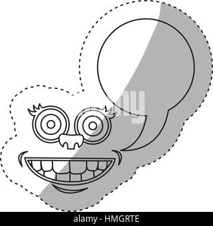 sticker contour face cartoon gesture with dialogue callout box vector illustration Stock Vector