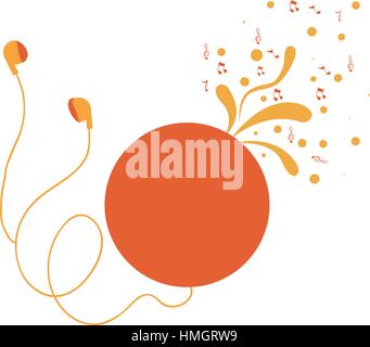 cd player with headphones with swirls and musical notes vector illustration Stock Vector