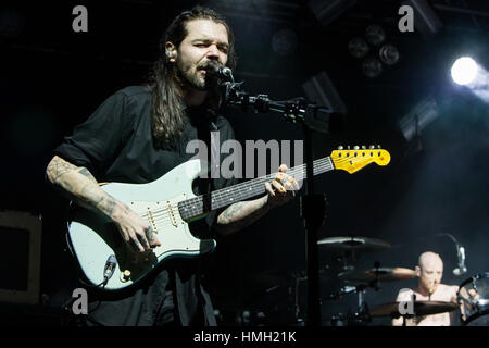 Milan, Italy. 02nd Feb, 2017. The Scottish rock band BIFFY CLYRO performs live on stage at Fabrique during the 'Ellipsis Tour' Credit: Rodolfo Sassano/Alamy Live News Stock Photo