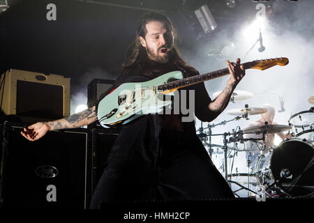 Milan, Italy. 02nd Feb, 2017. The Scottish rock band BIFFY CLYRO performs live on stage at Fabrique during the 'Ellipsis Tour' Credit: Rodolfo Sassano/Alamy Live News Stock Photo