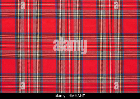 Red plaid, checkered scottish fabric texture background Stock Photo