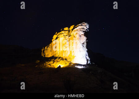 Brandwag Buttress night view from Golden Gate Highlands National Park, South Africa. Famous african landmark Stock Photo