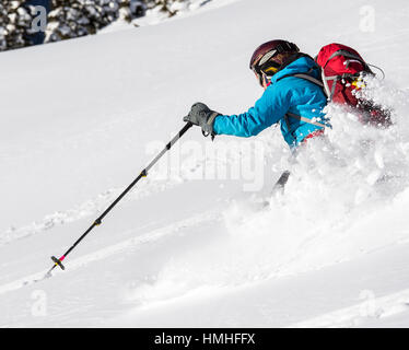 Back country skiers; Esplanade Range; Selkirk Mountains near remote Sentry Lodge;  British Columbia; Canada Stock Photo