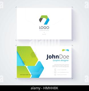 Green and blue graphic business card template. Card design. Stock Vector