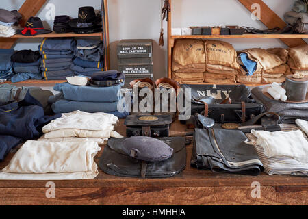 Exhibit of Civil War Era Military Supplies of the Union Army, Ft Clinch, Florida Stock Photo