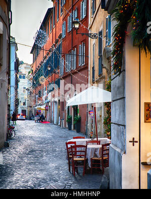 Alley in Rome During the Christmas Holidays, Via Del Orso, Rome, Lazio, Italy Stock Photo