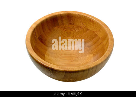 Wooden bowl isolated on white with clipping path Stock Photo