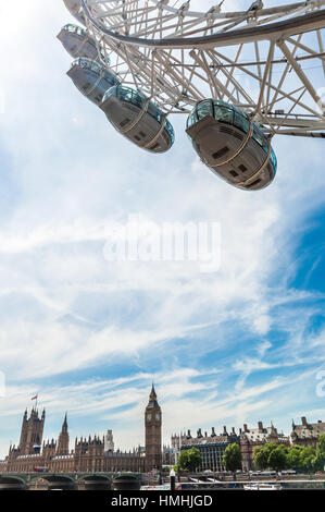 London eye and the Big Ben in one shot Stock Photo