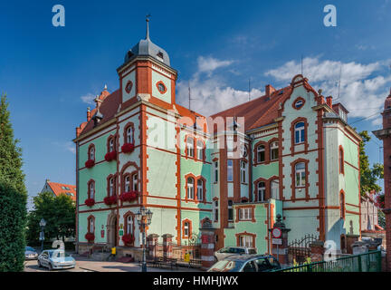 Town Hall, 1897, Eclectic style, in Zlotoryja, Lower Silesia, Poland Stock Photo