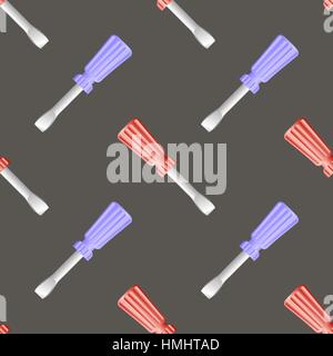 Colored Screwdriver Seamless Pattern Stock Vector