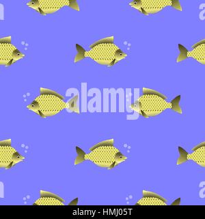 Fish Carp Seamless Pattern Stock Vector
