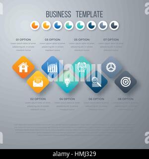 Vector square infographics with icons. Template for presentation. Diagram concept with 8 parts Stock Vector