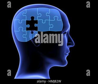 Medicine concept: Brain on puzzle background Stock Photo - Alamy