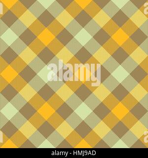 Yellow beige diagonal checkered plaid seamless pattern. Vector illustration. EPS 10. Stock Vector