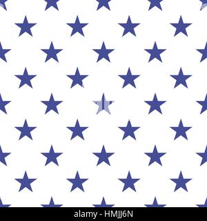 Patriotic USA seamless pattern. American flag symbols and colors. Background for 4th july USA independence day. Blue stars on white backdrop. Stock Vector
