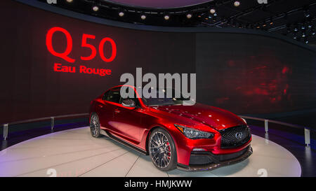 DETROIT, MI/USA - JANUARY 15: An Infiniti Q50 Eau Rouge concept car at the North American International Auto Show (NAIAS) on January 15, 2014, in Detr Stock Photo