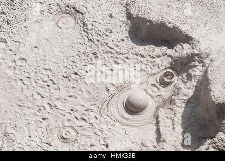 Mud pool, bubbling mud pot, hot spring, Te Puia, Whakarewarewa, Rotorua, New Zealand Stock Photo