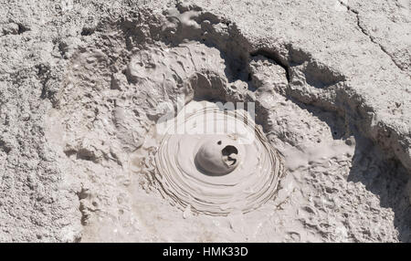 Mud pool, bubbling mud pot, hot spring, Te Puia, Whakarewarewa, Rotorua, New Zealand Stock Photo