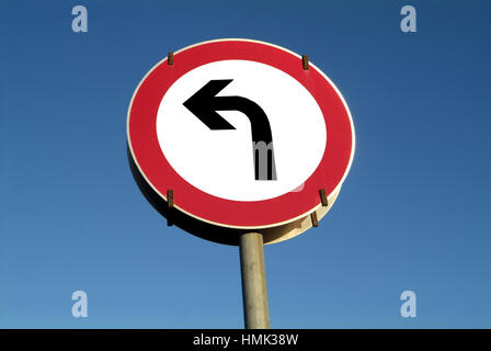 Traffic sign turn to one's left Stock Photo