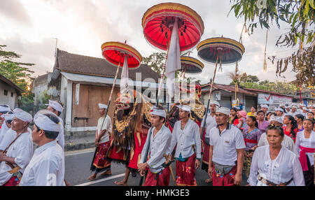 Procession, Balinese Galungan, religious ceremony, holiday celebrating return of the spirits of ancestors, Bali-Hinduism, Bali Stock Photo