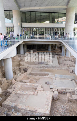 Acropolis Museum, excavations at the entrance, Athens, Greece Stock Photo