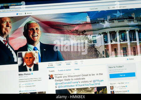 The Twitter account of Mike Pence, the Vice President of the United States of America. Stock Photo