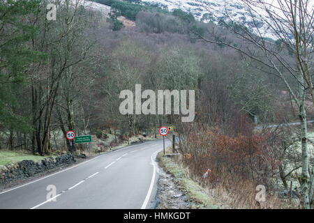 A85 road through the Highlands of Scotland near Lochearnhead. Stock Photo