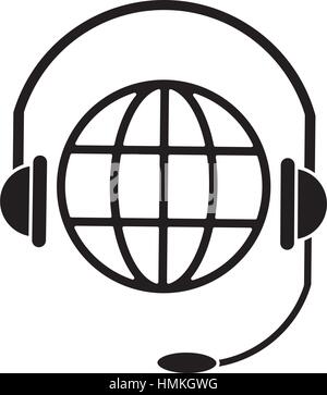 world planet head service communication pictogram Stock Vector