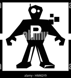 Code Program Robot Education Initial P Stock Vector