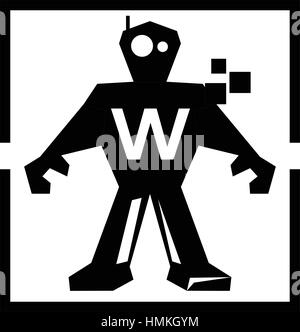 Code Program Robot Education Initial W Stock Vector