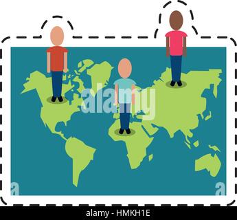 community world social media network-dotted line Stock Vector