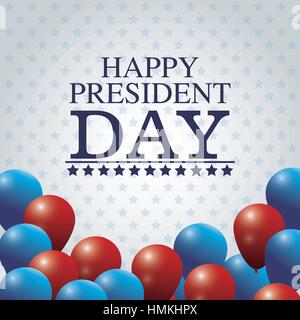 happy president day card colored balloons Stock Vector