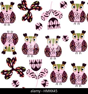 Owls seamless pattern, vector Stock Vector