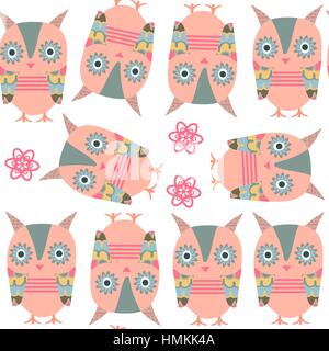 Owls seamless pattern, vector. It is located in swatch menu Stock Vector