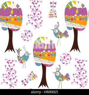 Birds seamless pattern, vector Stock Vector