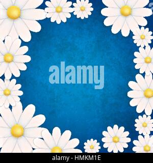 abstract floral background with chamomiles on blue Stock Vector
