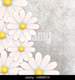 abstract floral background with chamomiles on gray Stock Vector
