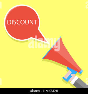 Announcement of discount. Shouts megaphone. Attention banner or poster advertising. Vector illustration Stock Photo